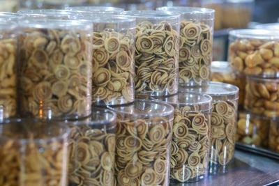 Pig ear cookies in ho thi ky street food, ho chi minh city, vietnam