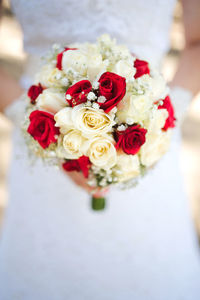 Close-up of red roses bouquet