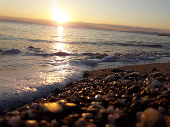 Scenic view of sea during sunset