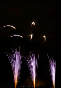 Firework display at night