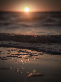 Scenic view of sunset over sea