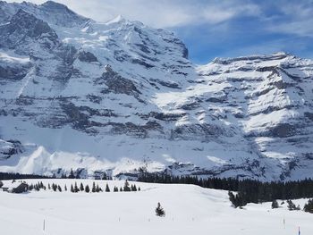 Snow covered mountain against sky