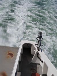 High angle view of ship in sea