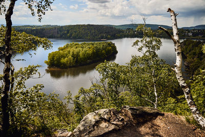 Scenic view of lake against sky