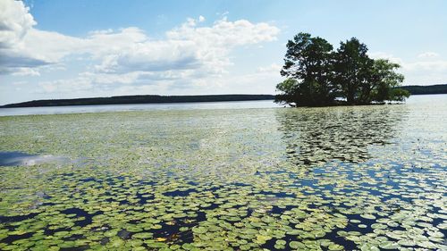 Scenic view of lake against sky