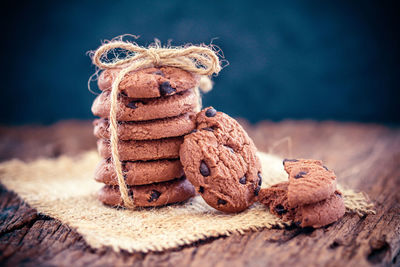 Close-up of cookies on table