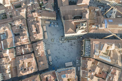 Aerial view of florence along the arno river and the old town from above, tuscany, italy,