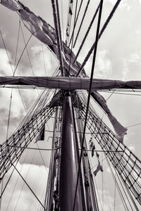 Low angle view of sailboat sailing against sky
