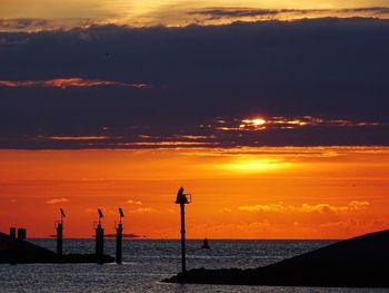 Scenic view of sea at sunset