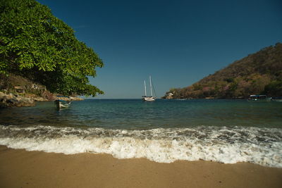 Scenic view of sea against clear sky
