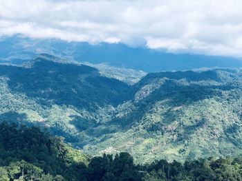 High angle view of mountains against sky