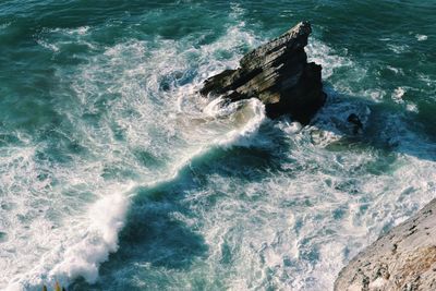 High angle view of sea waves