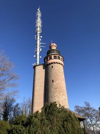 Low angle view of lighthouse against sky