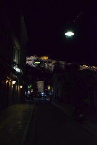 Illuminated street light at night