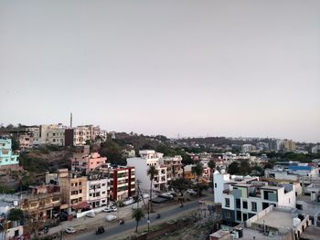 High angle shot of townscape against sky