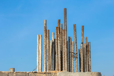 Low angle view of traditional building against blue sky