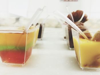 Close-up of food served on table