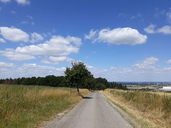 Road amidst trees against sky