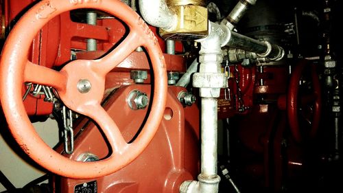 Close-up of red vintage car