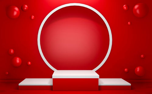 Close-up of red art on wall