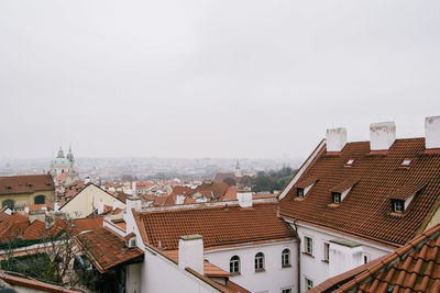 High angle view of cityscape against sky