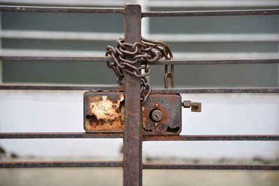 Close-up of rusty metal fence