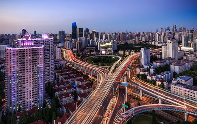 High angle view of bridges amidst cityscape