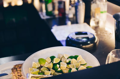 Close-up of vegetables in plate on table