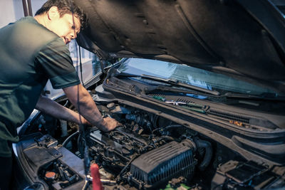 Man working in bus