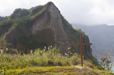 View of temple against mountain