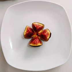 High angle view of fruit in plate