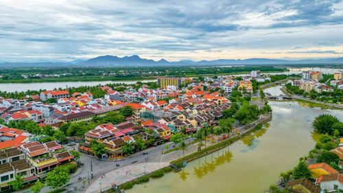 High angle view of city