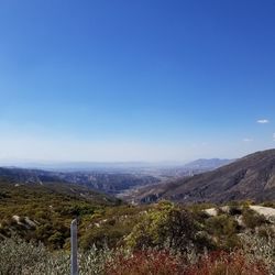 Scenic view of landscape against clear blue sky