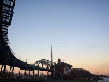 Low angle view of buildings against clear sky