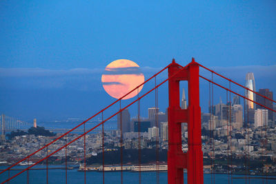 Golden gate bridge with full moon