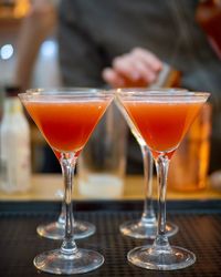 Close-up of martini glass on table