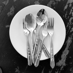 High angle view of food in plate on table