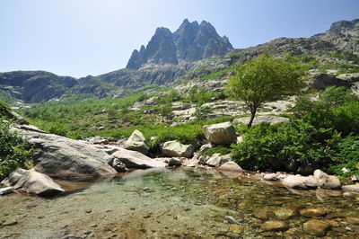 Scenic view of rocky mountains against sky