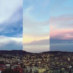 Cityscape against cloudy sky