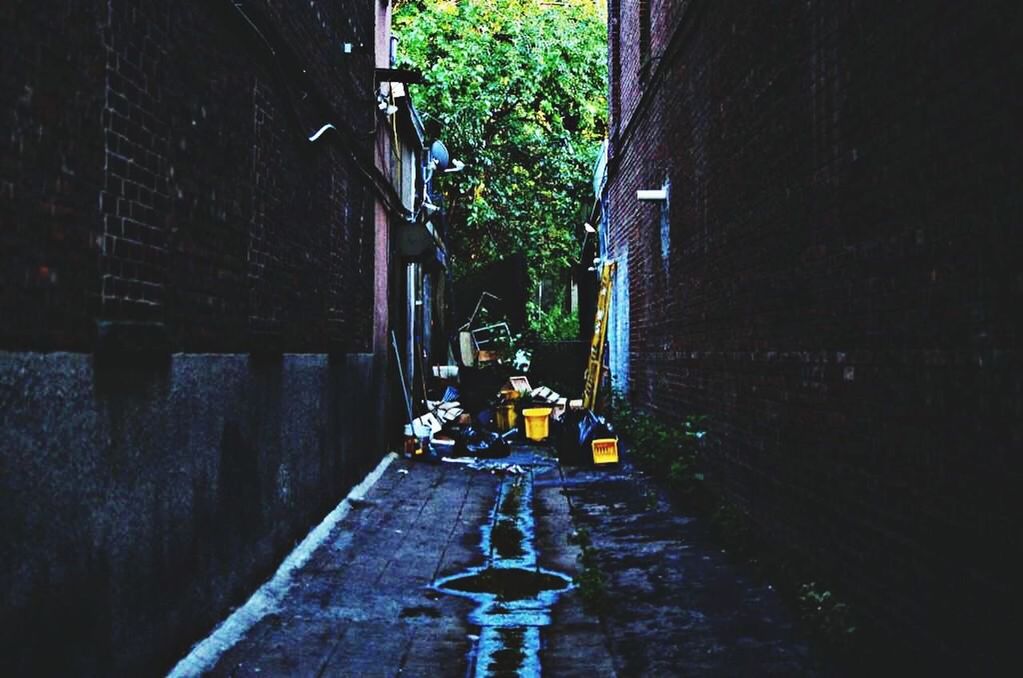 the way forward, building exterior, architecture, built structure, street, diminishing perspective, transportation, narrow, alley, vanishing point, road, city, residential structure, tree, footpath, house, sidewalk, cobblestone, pathway, residential building