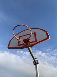 Low angle view of basketball hoop against sky