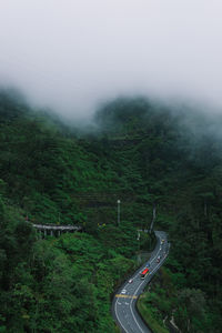 High angle view of winding road on mountain