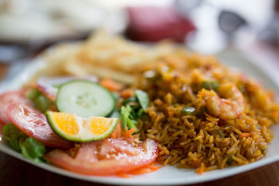 Close-up of food served in plate