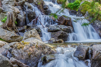 View of waterfall in forest