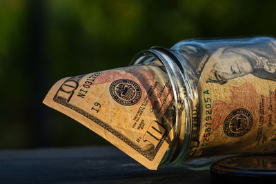 Close-up of paper currency