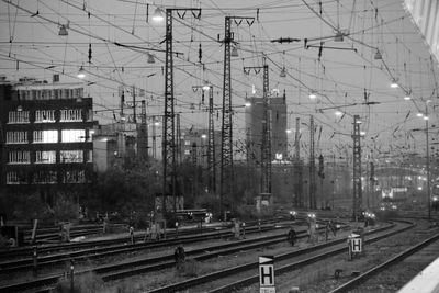 High angle view of railway tracks against sky