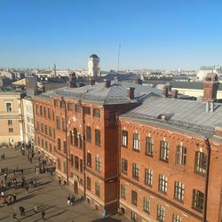 High angle view of buildings in city