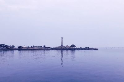Scenic view of sea against clear sky