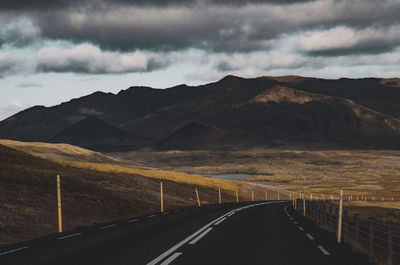 Icelandic road. yellow and black landscape