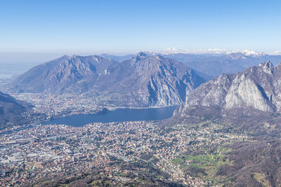 Aerial view of lecco and his lake